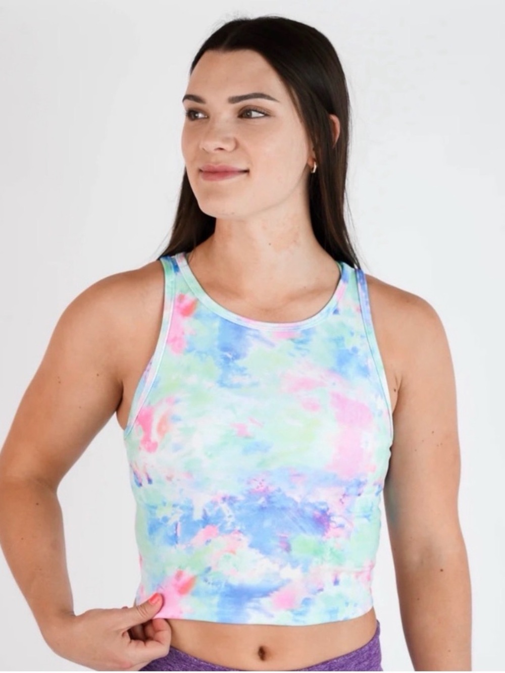 Fleo Pastel Tie-Dye Crop Tank Top